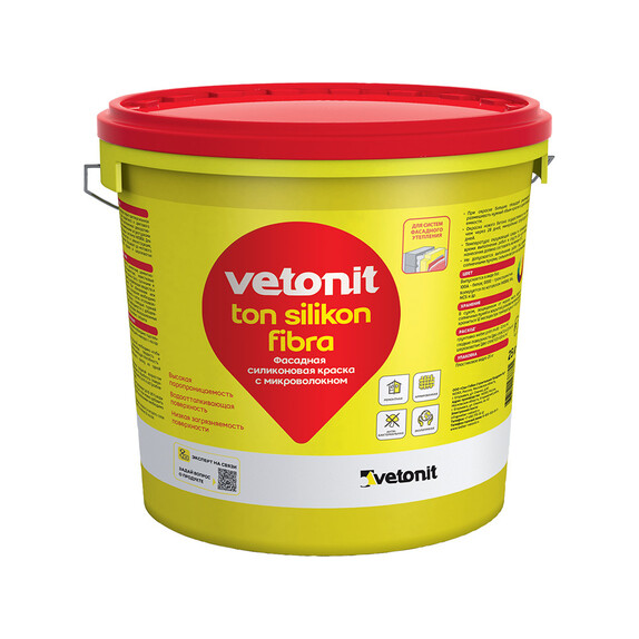 картинка Краска фасадная Vetonit Ton Silikon fibra 100А 25 кг от базы строительно-отделочных материалов